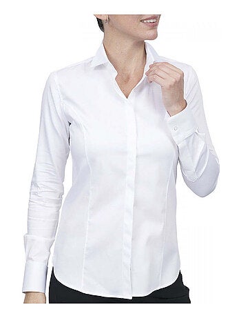 Chemise femme mousquetaire coupe cintrée Margaret Andrew Mac Allister Blanc , 34