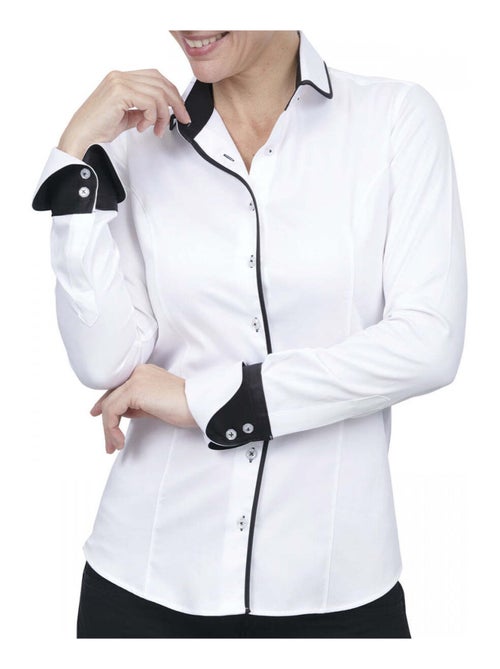 Chemise femme napolitaine coupe cintrée ASHLEY Andrew Mac Allister Blanc , Bleu , 40 - Kiabi