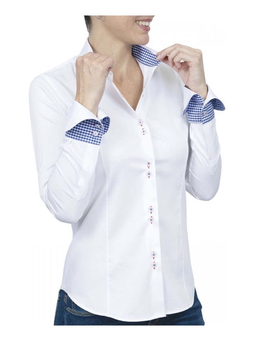Chemise femme napolitaine coupe cintrée CARLYN Andrew Mac Allister Blanc , Bleu , 40 - Kiabi