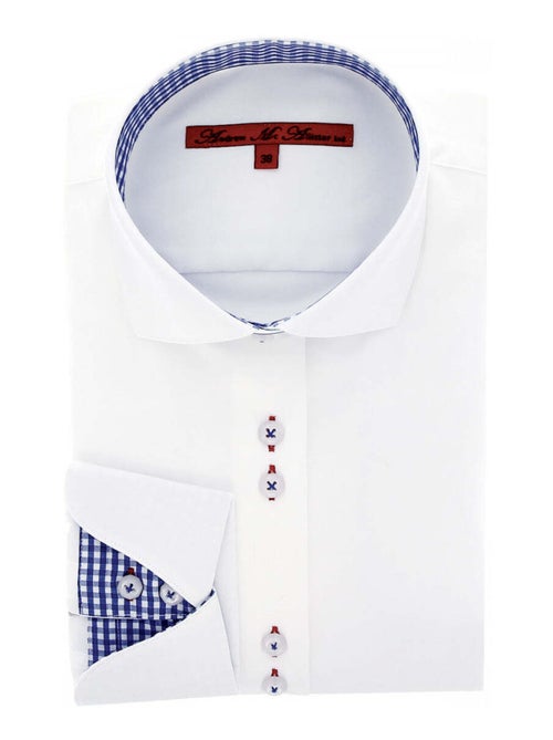 Chemise femme napolitaine coupe cintrée CARLYN Andrew Mac Allister Blanc , Bleu , 40 - Kiabi