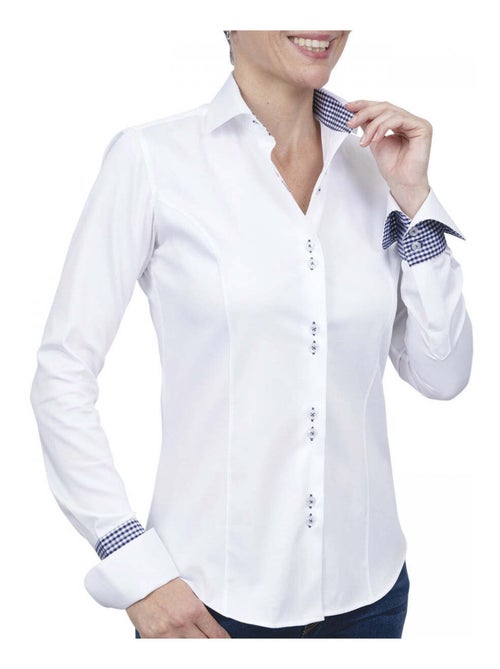 Chemise femme napolitaine coupe cintrée CARLYN Andrew Mac Allister Blanc , Bleu ciel , 36 - Kiabi