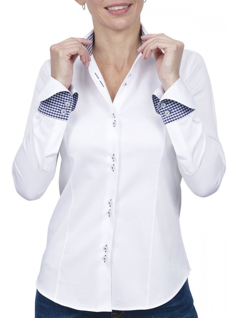 Chemise femme napolitaine coupe cintrée carlyn andrew mac allister Blanc Bleu marine - Kiabi