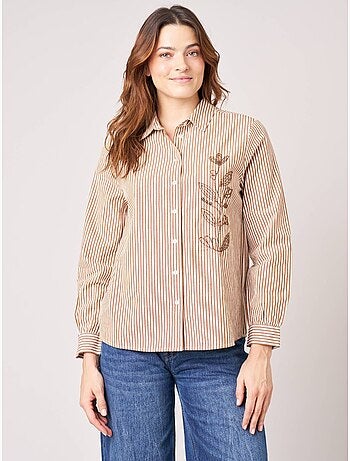 Chemise femme rayée brodée 'Deeluxe'