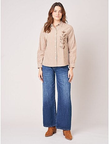 Chemise femme rayée brodée 'Deeluxe'