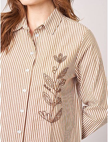 Chemise femme rayée brodée 'Deeluxe'