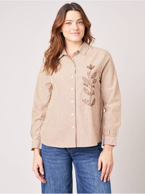 Chemise femme rayée brodée 'Deeluxe' - Kiabi Chemise femme rayée brodée 'Deeluxe' - Kiabi