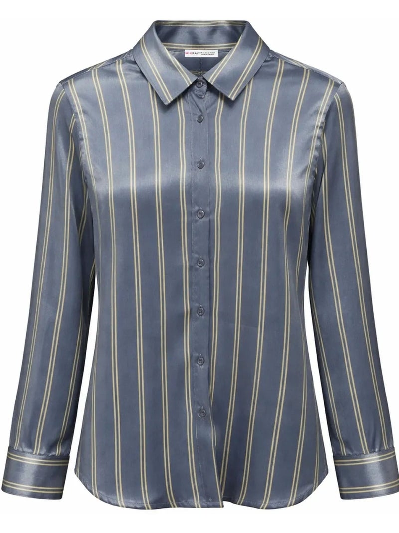 Chemise femme rayée mixray Bleu marine - Kiabi