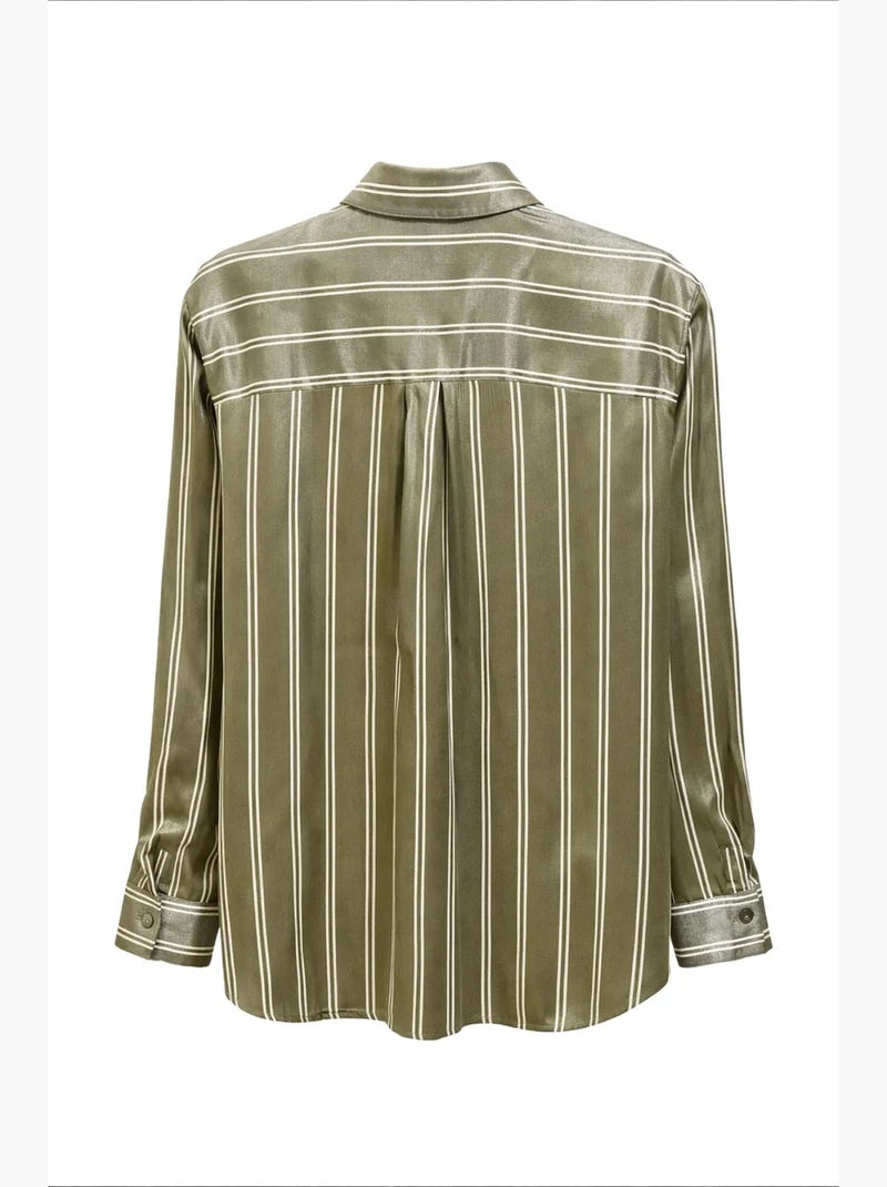 Chemise femme rayée mixray Kaki - Kiabi