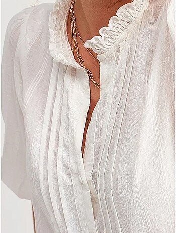 Chemise femme unie à col mao, tissée dilvin