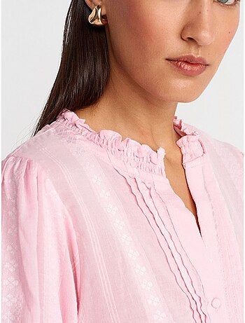 Chemise femme unie à col mao, tissée dilvin