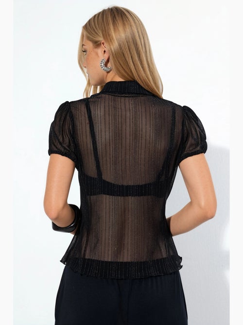 Chemise femme unie à manches courtes en maille ajourée busem - Kiabi Chemise femme unie à manches courtes en maille ajourée busem - Kiabi
