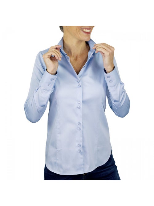 Chemise femme unie coupe cintrée CARMEN Andrew Mac Allister Bleu , 42 - Kiabi