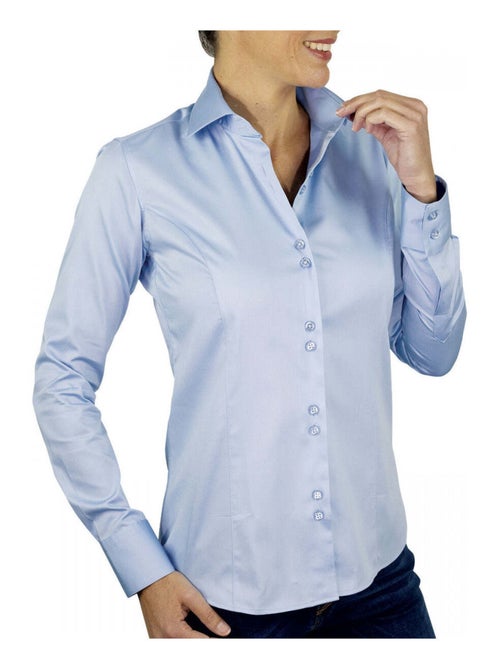 Chemise femme unie coupe cintrée CARMEN Andrew Mac Allister Bleu , 42 - Kiabi