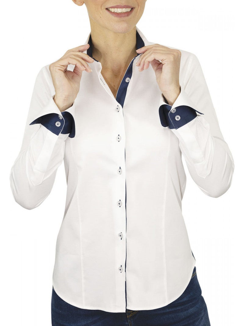 Chemise femme unie coupe cintrée CLAIRE Andrew Mac Allister Blanc - Kiabi