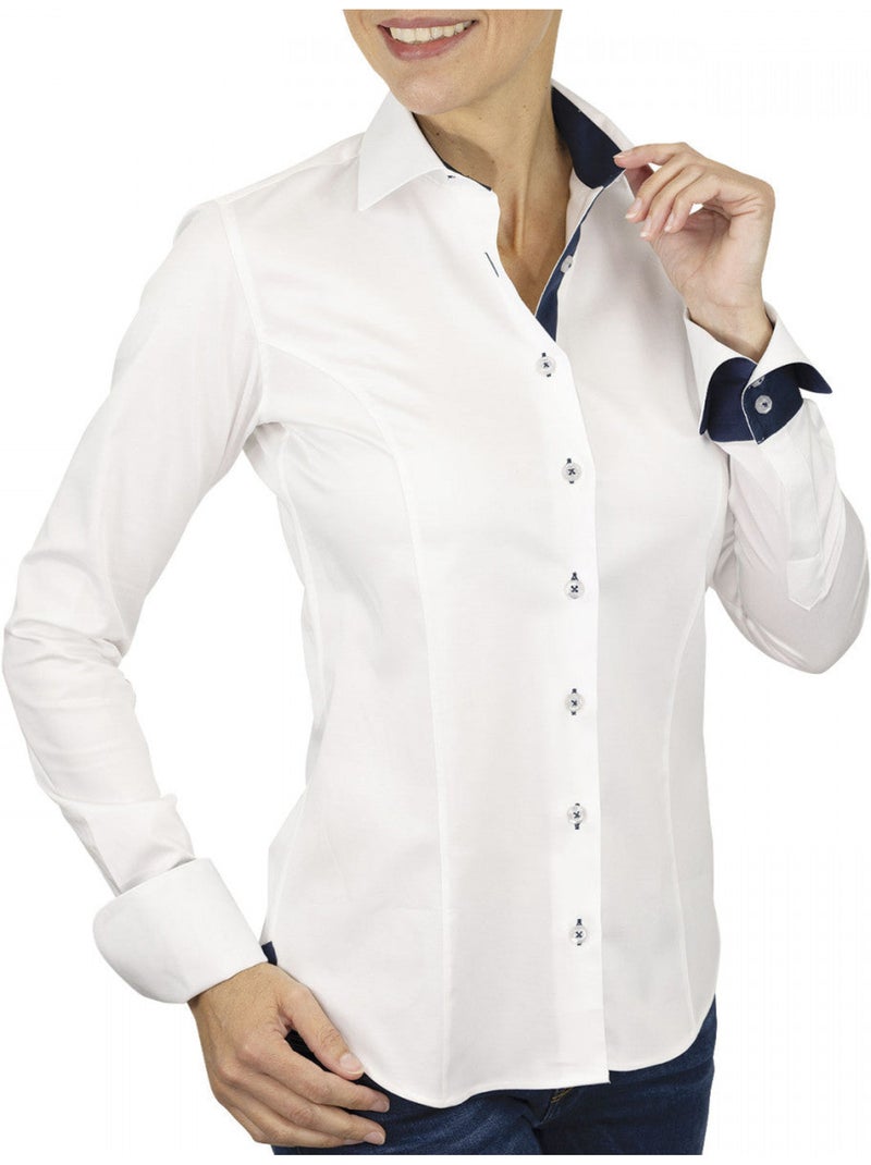 Chemise femme unie coupe cintrée CLAIRE Andrew Mac Allister Blanc - Kiabi