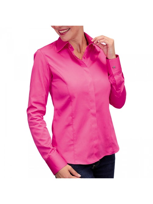 Chemise femme unie coupe cintrée NEW STYL Andrew Mac Allister Bleu , 46 - Kiabi