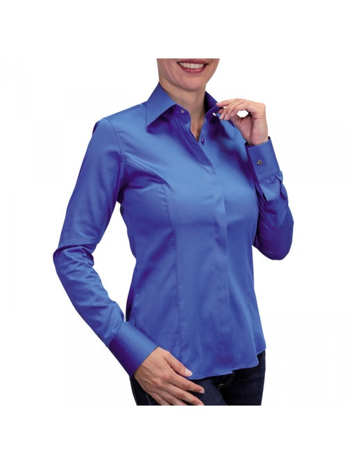 Chemise femme unie coupe cintrée NEW STYL Andrew Mac Allister Bleu , 46 - Kiabi