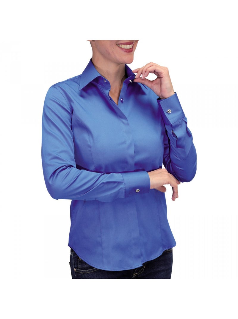 Chemise femme unie coupe cintrée NEW STYL Andrew Mac Allister Bleu , 46 Bleu - Kiabi