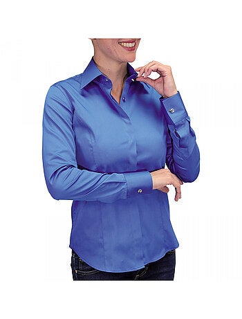 Chemise femme unie coupe cintrée NEW STYL Andrew Mac Allister Bleu , 46