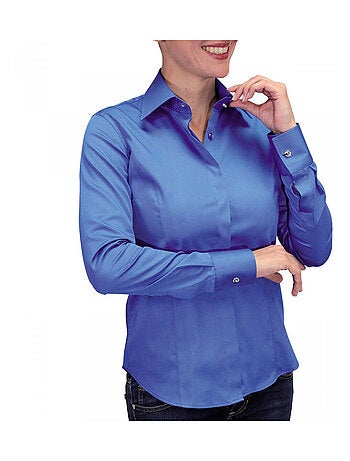 Chemise femme unie coupe cintrée NEW STYL Andrew Mac Allister Bleu , 46