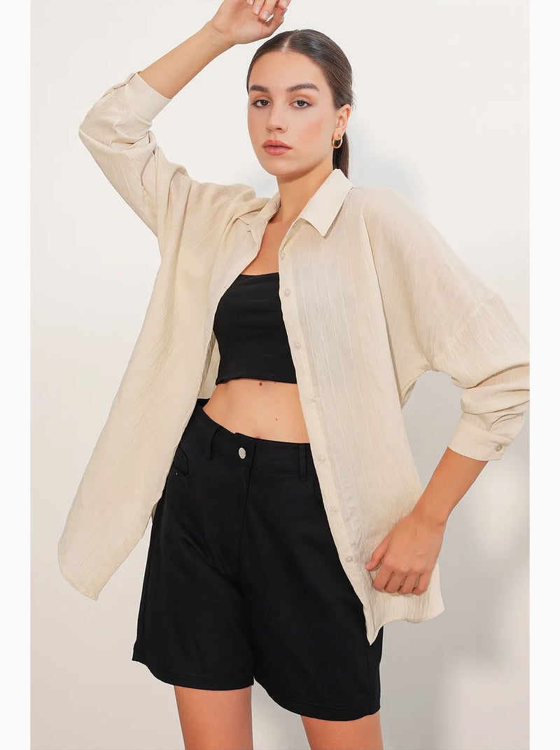 Chemise femme viscose nylon bdart Crème - Kiabi
