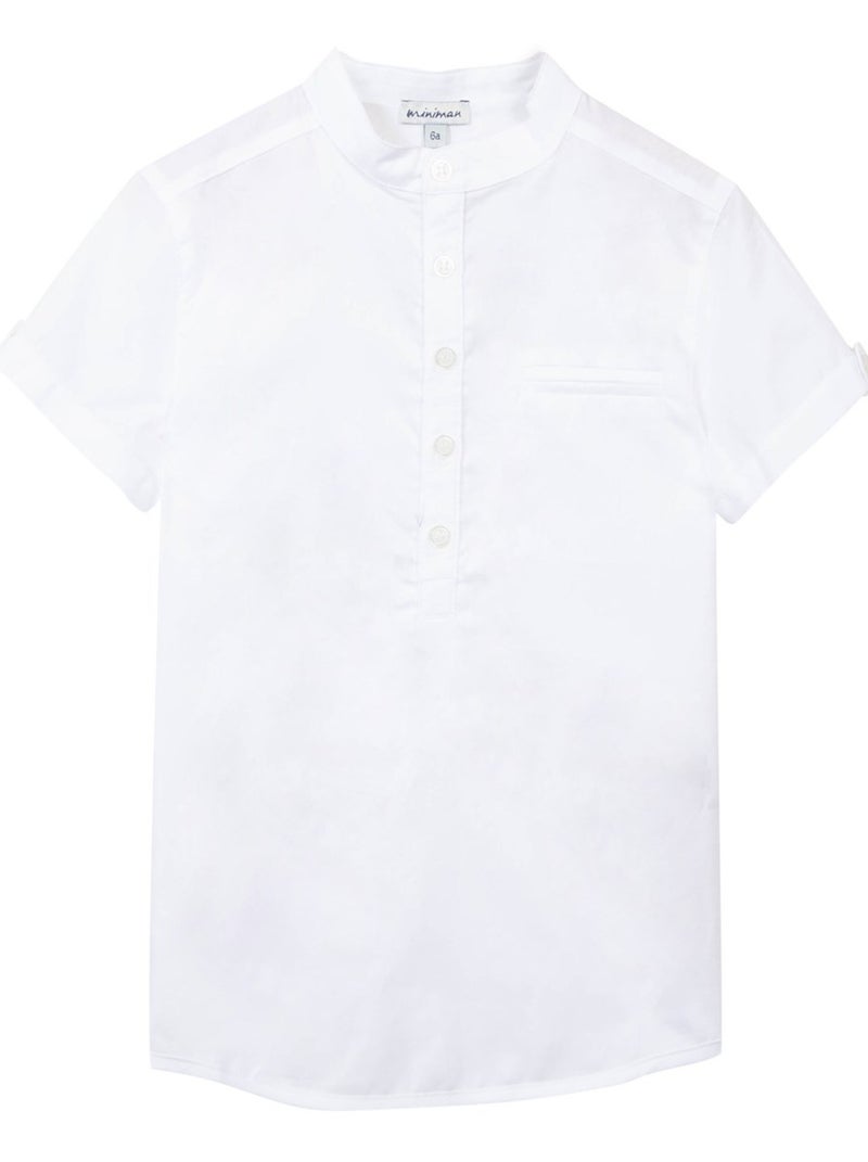 Chemise Fil À Fil Manches Courtes Avec Col Mao 'miniman' Blanc - Kiabi