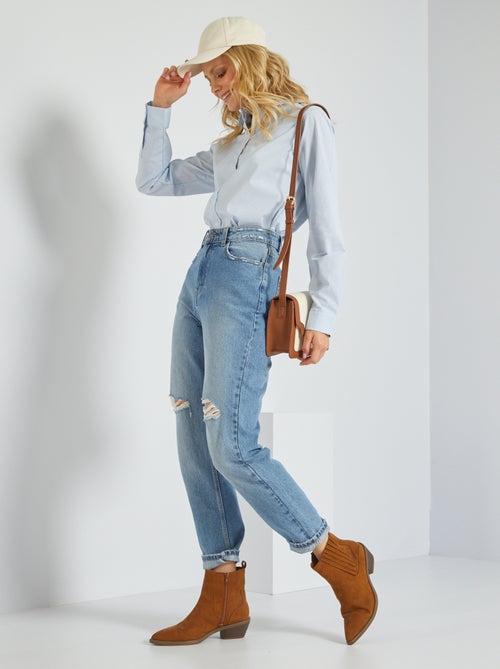 Chemise fittée col italien - Kiabi