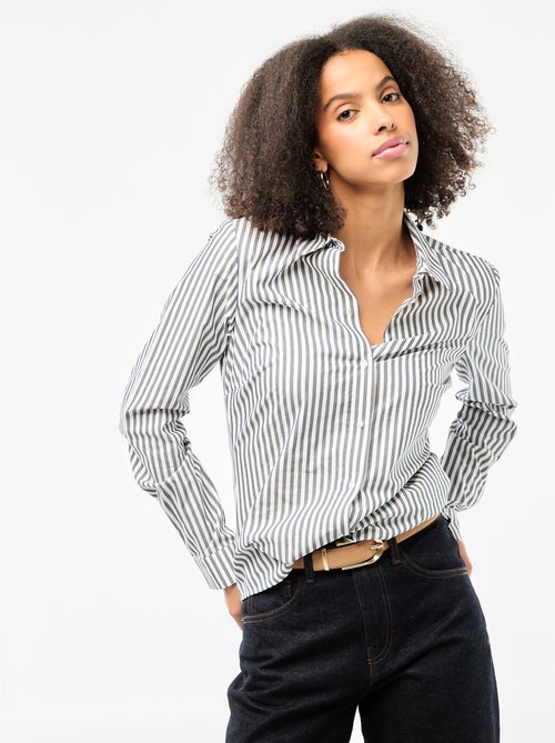 Chemise fittée col italien - Kiabi