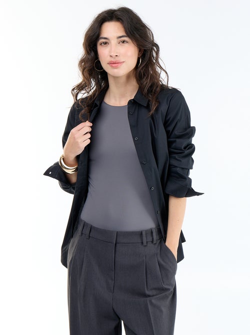 Chemise fittée col italien - Kiabi
