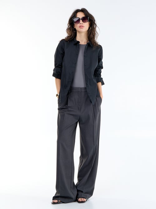Chemise fittée col italien - Kiabi