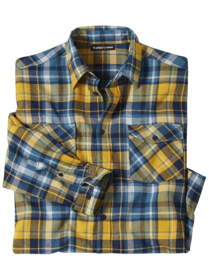 Chemise Flanelle - ATLAS FOR MEN Bleu Jaune - Kiabi
