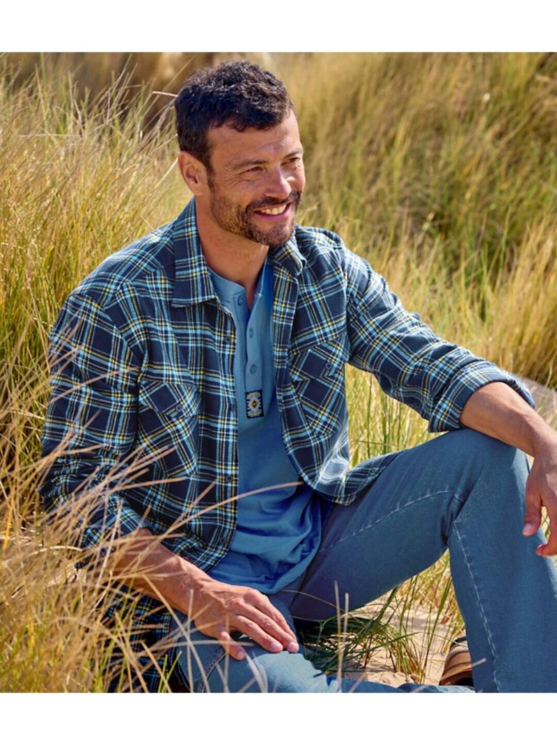 Chemise Flanelle - ATLAS FOR MEN Bleu marine - Kiabi