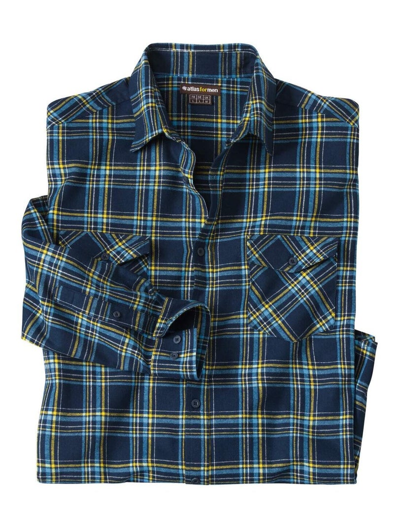 Chemise Flanelle - ATLAS FOR MEN Bleu marine - Kiabi