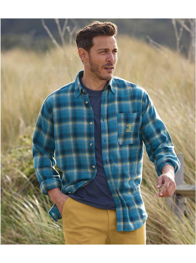 Chemise Flanelle à Carreaux   - ATLAS FOR MEN Bleu - Kiabi