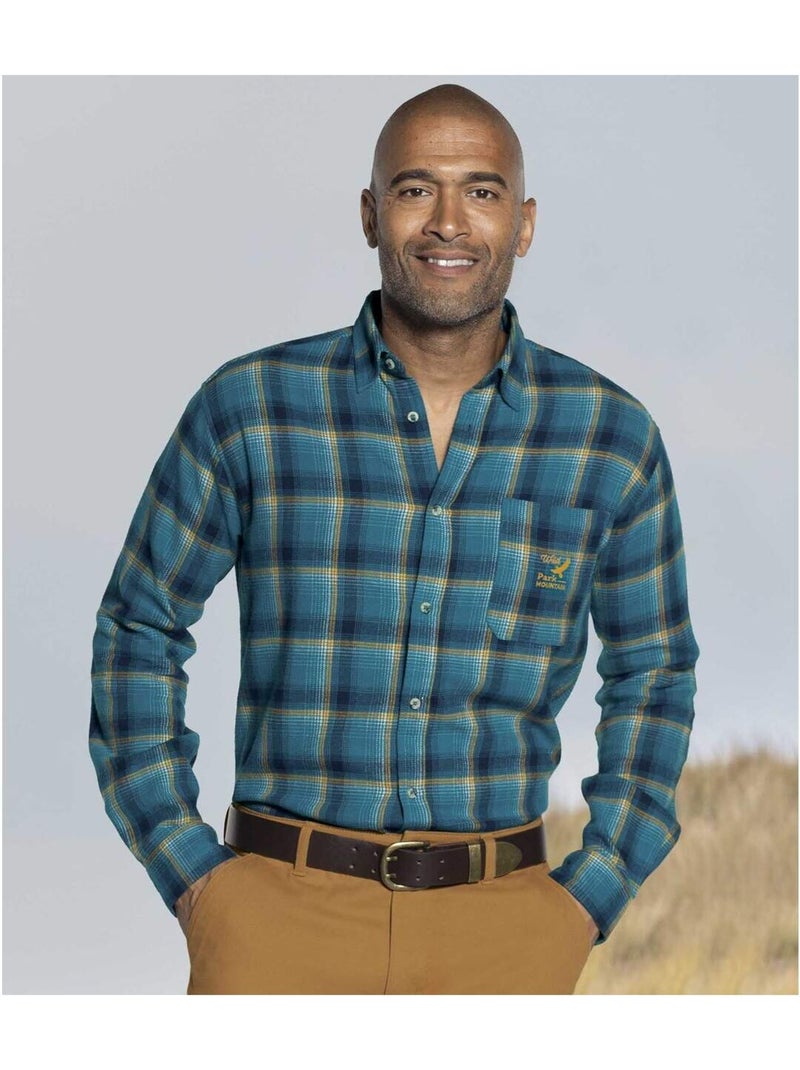Chemise Flanelle à Carreaux   - ATLAS FOR MEN Bleu - Kiabi