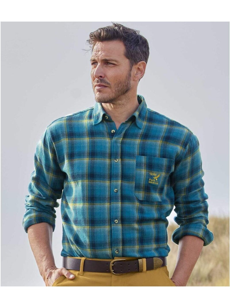 Chemise flanelle à carreaux   - atlas for men Bleu - Kiabi