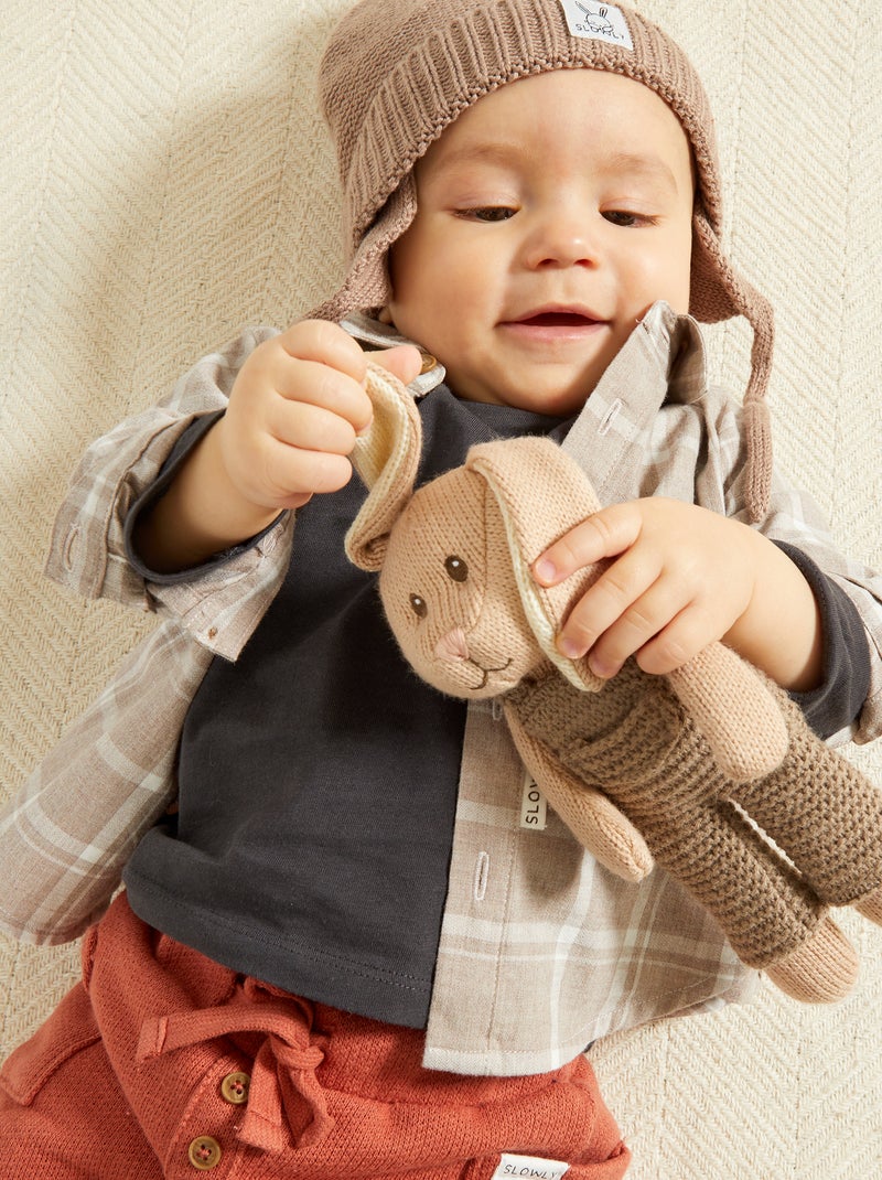 Chemise flanelle à carreaux beige - Kiabi