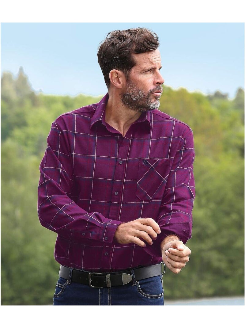 Chemise Flanelle à Carreaux Lie de Vin  - Atlas For Men Bordeaux - Kiabi