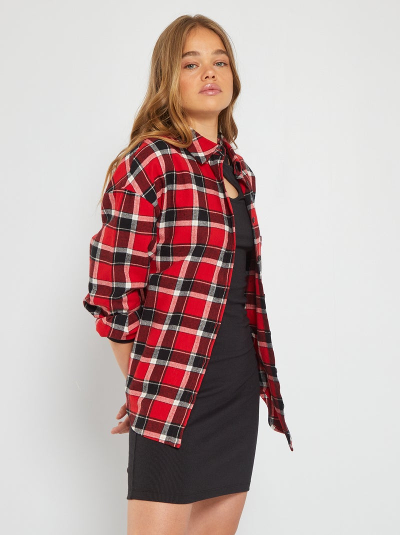 Chemise flanelle à carreaux Rouge - Kiabi