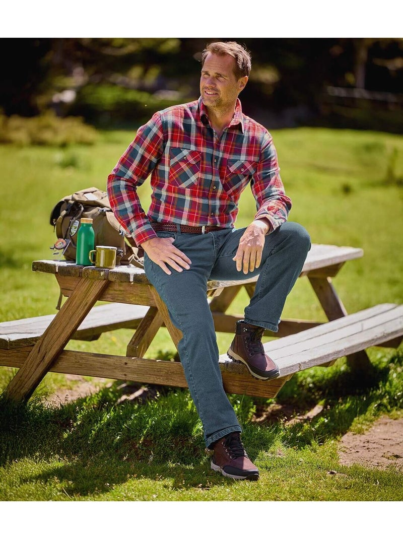 Chemise Flanelle à Carreaux Tadoussac   - ATLAS FOR MEN Bleu Rouge - Kiabi