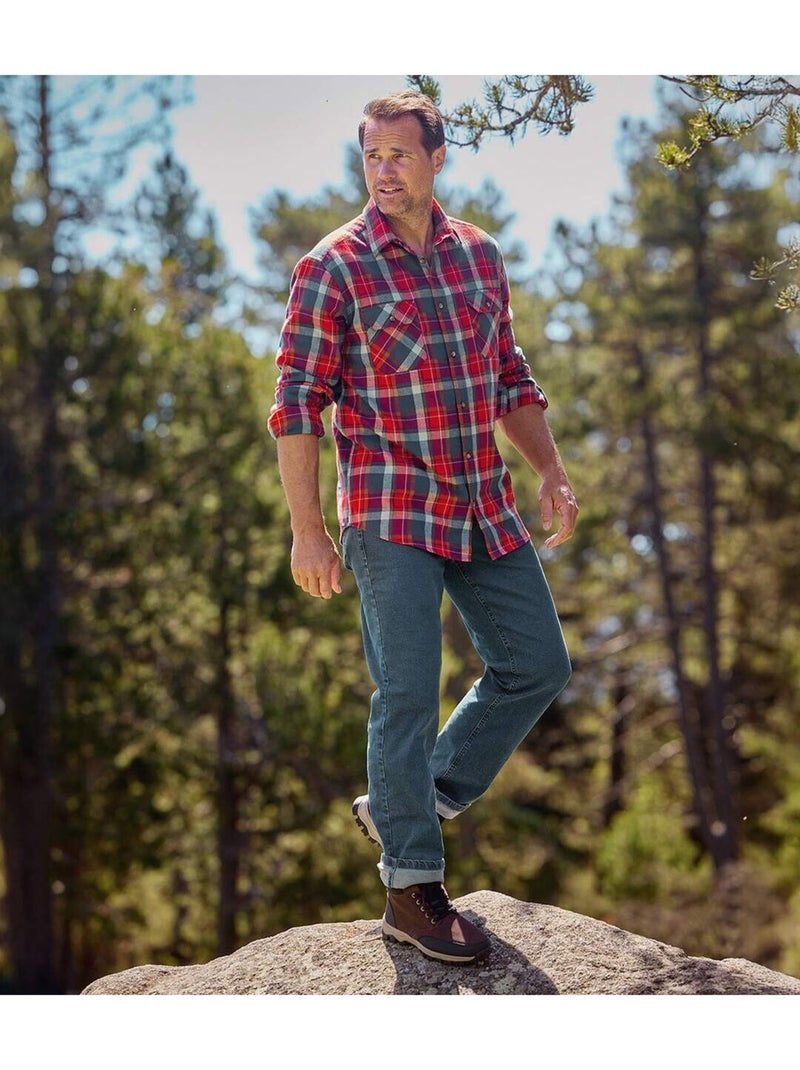 Chemise Flanelle à Carreaux Tadoussac   - ATLAS FOR MEN Bleu Rouge - Kiabi