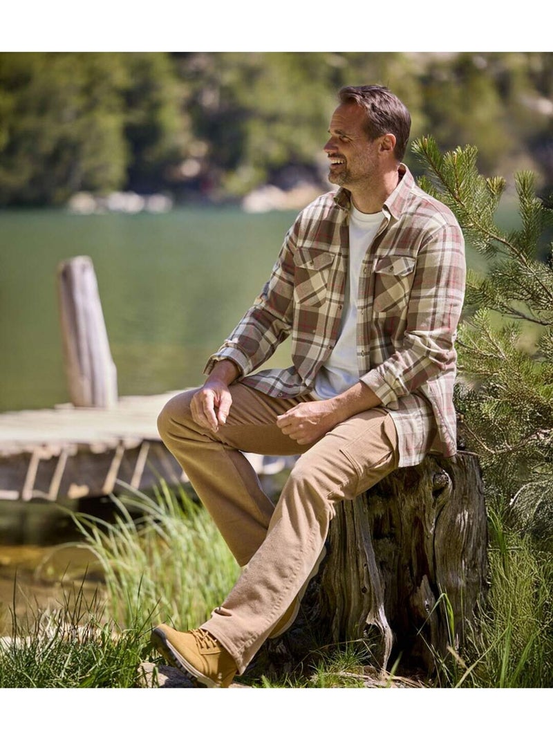 Chemise Flanelle Appalaches - ATLAS FOR MEN Blanc Marron - Kiabi