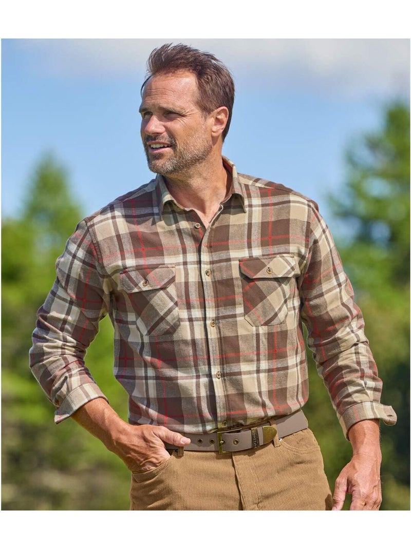 Chemise Flanelle Appalaches - ATLAS FOR MEN Blanc Marron - Kiabi