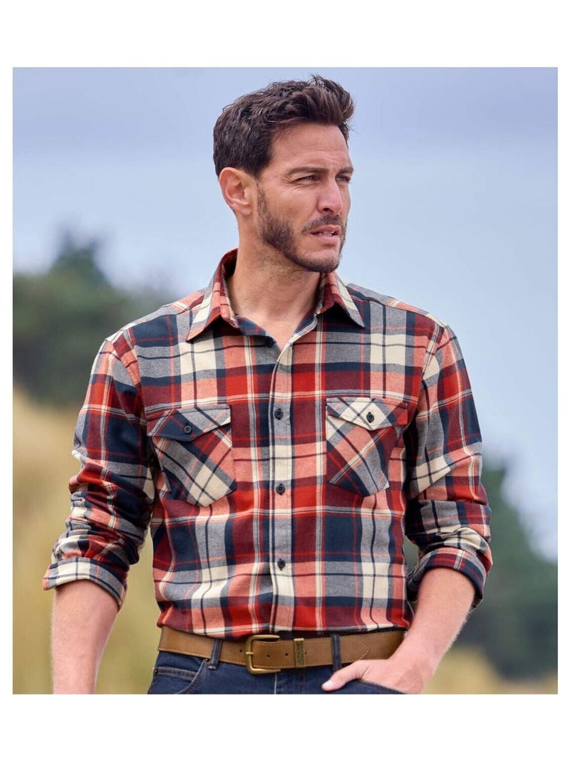 Chemise Flanelle Atlas ® - ATLAS FOR MEN Bleu Rouge Bleu - Kiabi