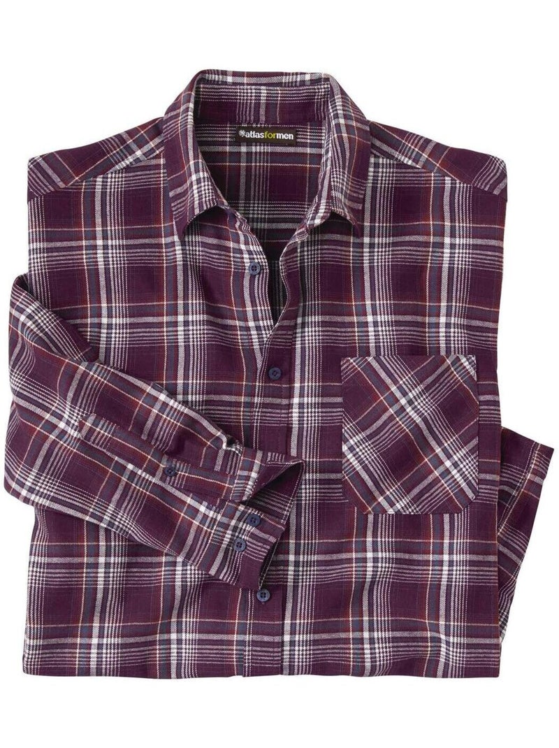 Chemise Flanelle Carreaux Altitude   - ATLAS FOR MEN Rouge bordeaux - Kiabi
