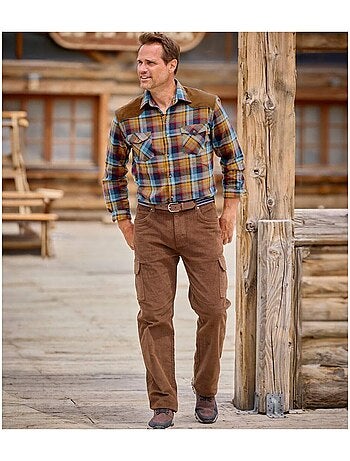 Chemise Flanelle Carreaux Empiècements Suédine - ATLAS FOR MEN