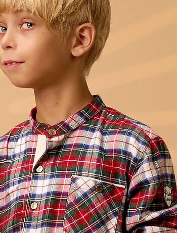 Chemise Flanelle Carreaux Tartan Col Mao RIMBAUD - La Faute à Voltaire