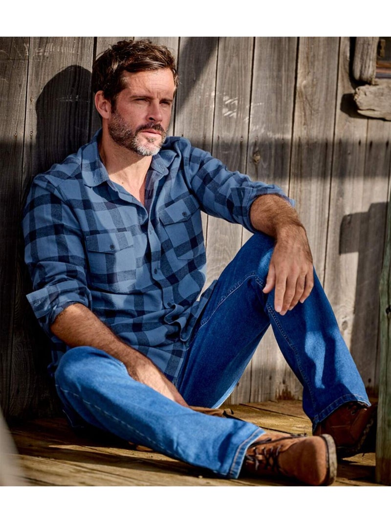 Chemise Flanelle Carreaux Toronto   - ATLAS FOR MEN Bleu Bleu - Kiabi