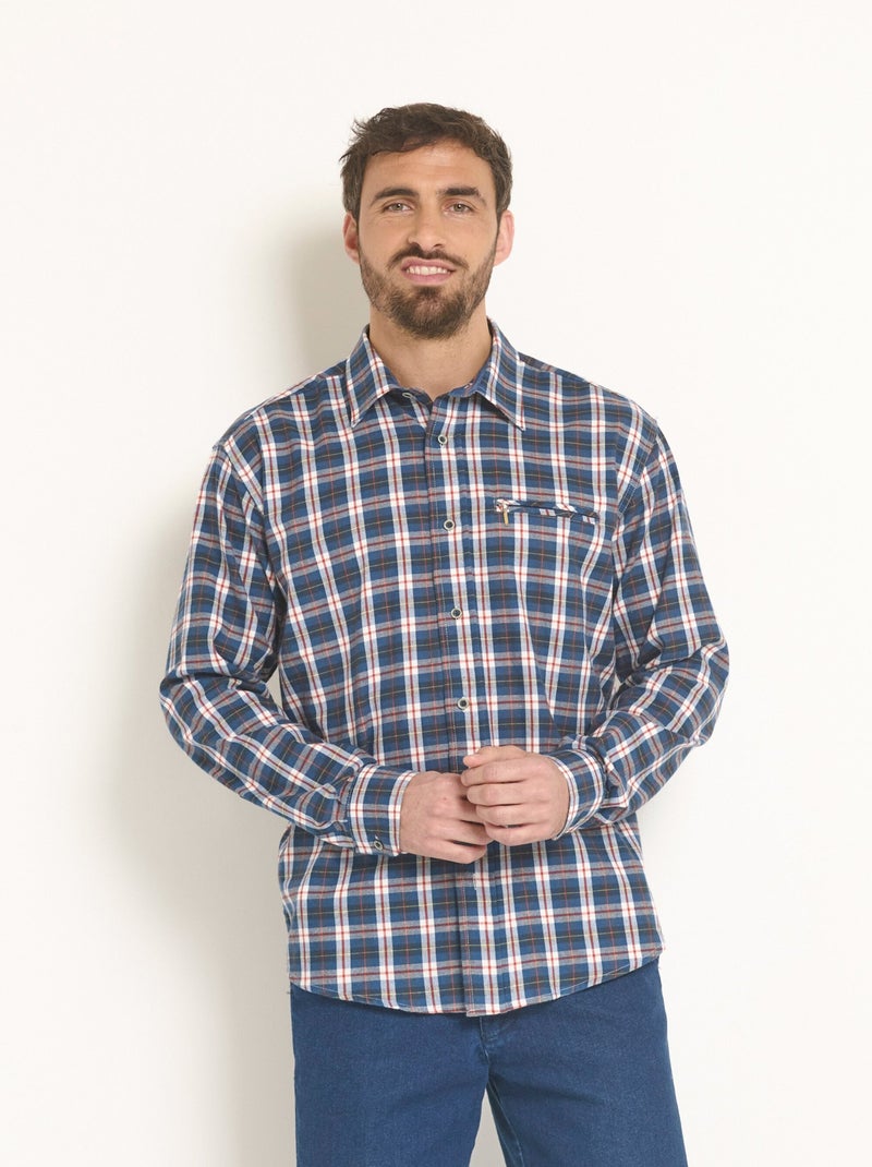 Chemise flanelle chaude petits carreaux Bleu marine - Kiabi