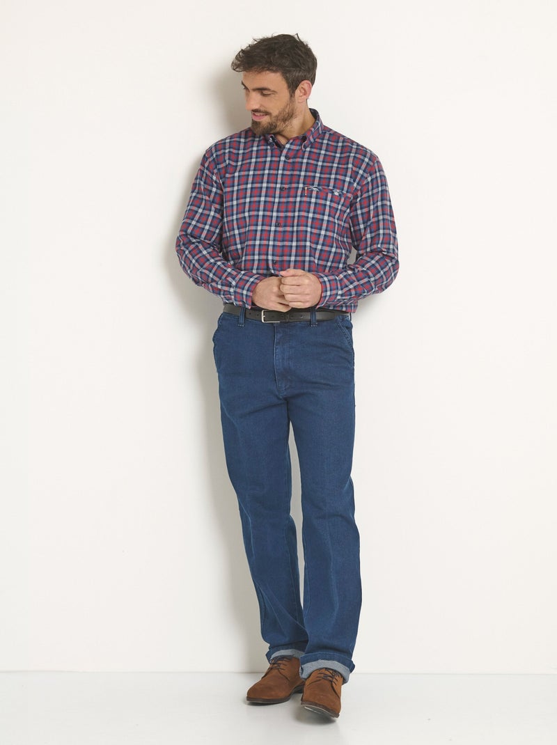 Chemise flanelle détails contrastants, foncé - Afibel Rouge - Kiabi